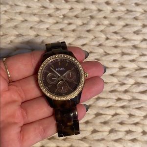 Women’s tortoise shell fossil watch NEEDS BATTERY